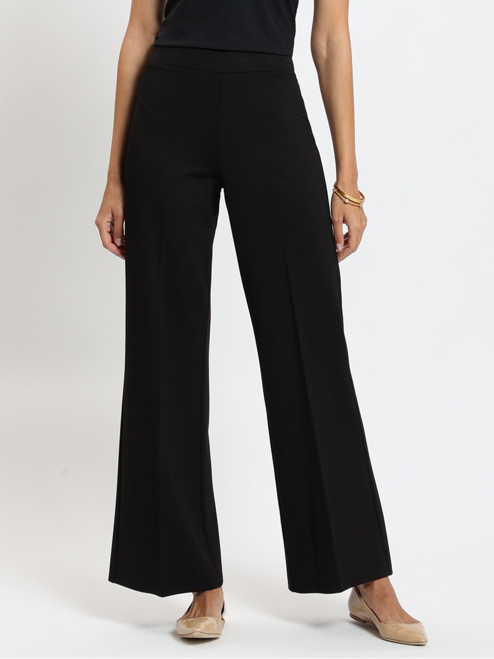 Jude Connolly Trixie Ponte Wide-Leg Pull-On Pants in Black NWOT